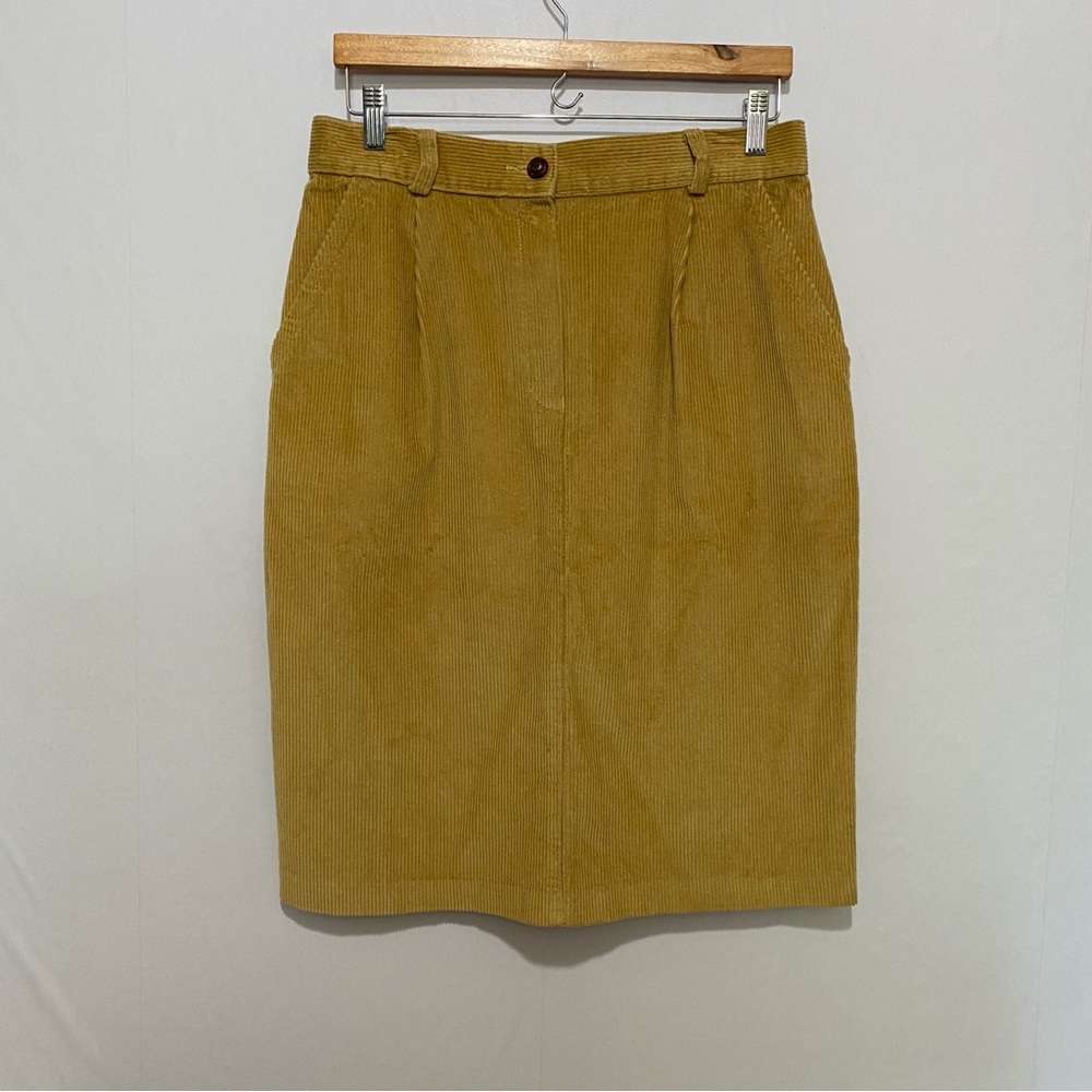 St. Michael Corduroy Pencil Skirt 16 Brown Cotton Vintage Style‎ Casual Office